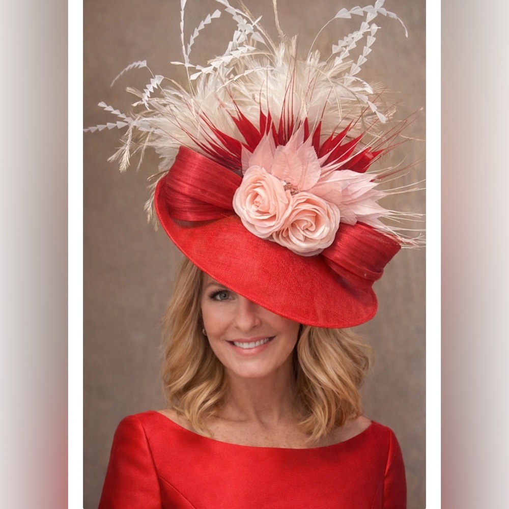 Won’t last!  Pink and red Fascinator.  Jana’s Hat Box